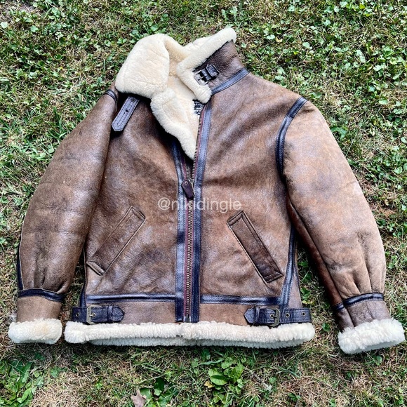 Vintage Gorgeous sheepskin Real shearling leather b3 bomber jacket Sherpa Coat - Picture 2 of 11